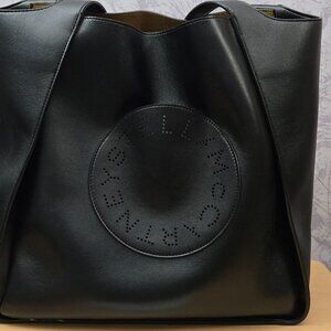 STELLA MCCARTNEY Perforated Logo Vegan Leather Tote Bag In Black
